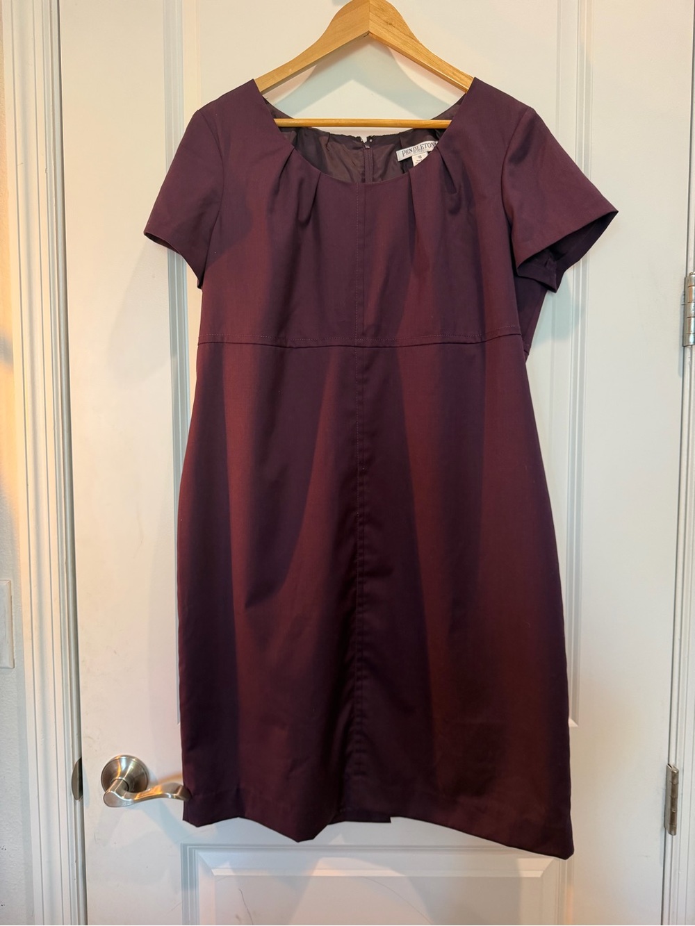 Pendleton Petite Sheath Dress Plum Short Sleeve Career Women's 16